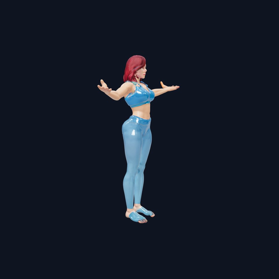 Fitness Enthusiast D Character Model  Rigged and Animated